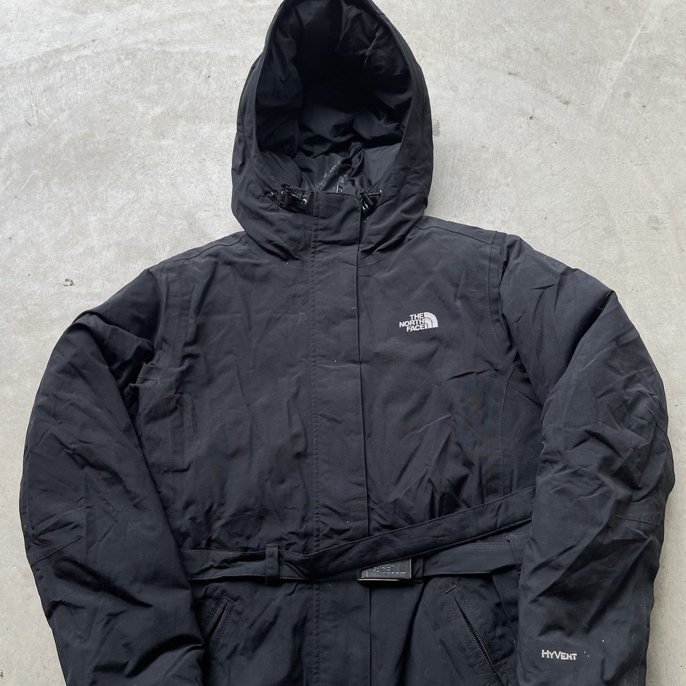 The North Face Puffer Jacket Parka Womens M Black Hyvent Goose Down Hooded - Picture 2 of 7
